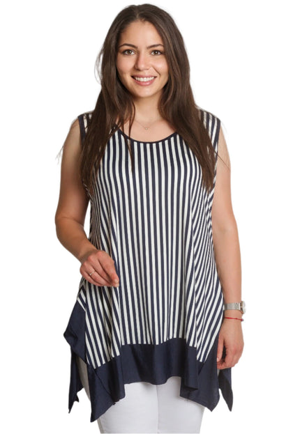 Разкроен макси потник на райета с асиметричен подгъв - Maxi Market