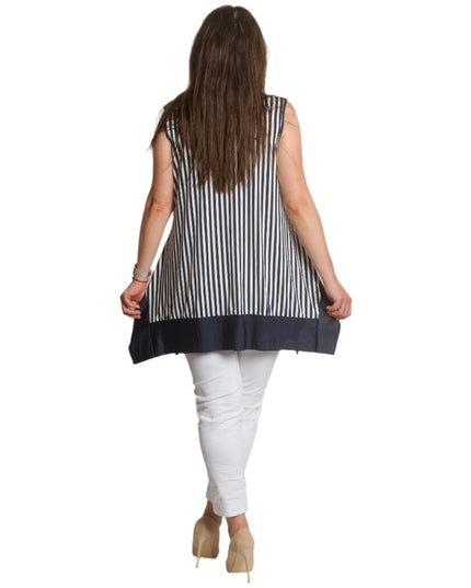 Разкроен макси потник на райета с асиметричен подгъв - Maxi Market