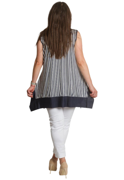 Разкроен макси потник на райета с асиметричен подгъв - Maxi Market