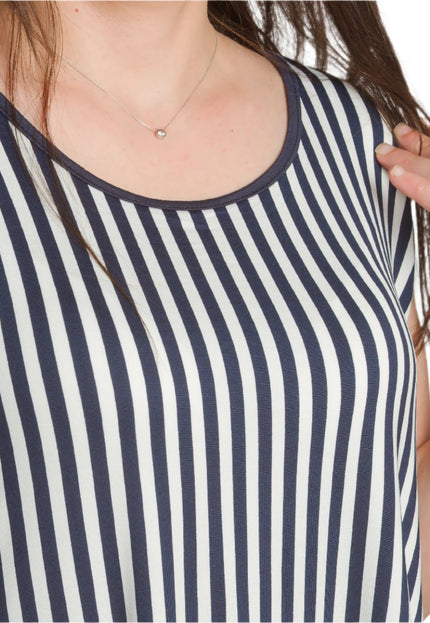 Разкроен макси потник на райета с асиметричен подгъв - Maxi Market