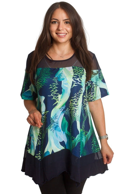 Разкроена елегантна туника с тюл - 3XL,4XL,5XL,6XL - Maxi Market