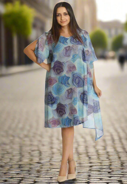 Рокля от шифон - 3XL,4XL,5XL,6XL - Идеална за официални събития - Произведено в България - Пролет - Лято - Maxi Market