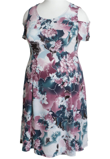 Рокля с отворени рамене и флорален десен в големи размери - Maxi Market