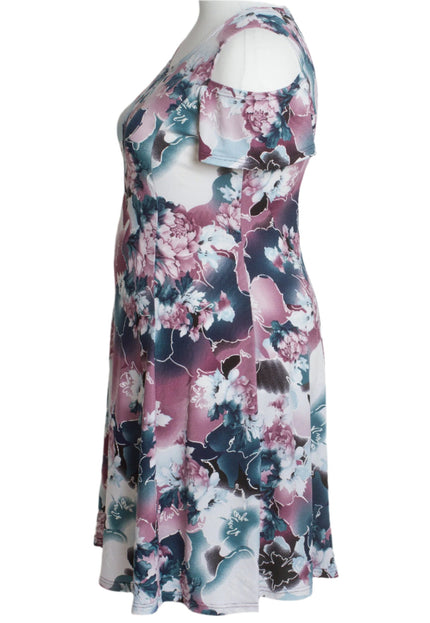 Рокля с отворени рамене и флорален десен в големи размери - Maxi Market