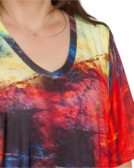 Рокля в големи размери с разкроена кройка и V - деколте - Maxi Market