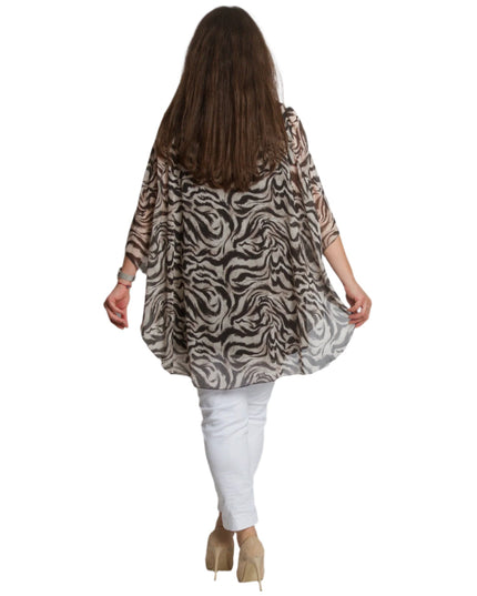 Шифонена макси туника с животински десен и свободна кройка - Maxi Market