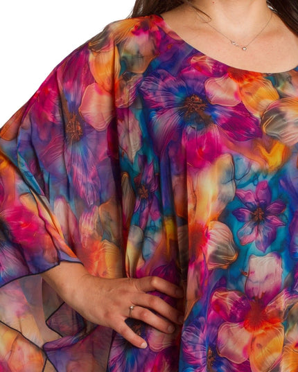 Шифонена туника с флорален десен и свободна кройка - Maxi Market