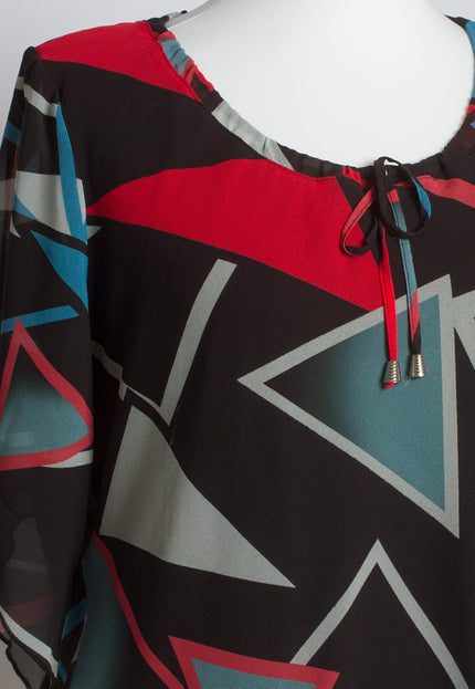 Шифонена туника в геометричен десен и свободна кройка - Maxi Market