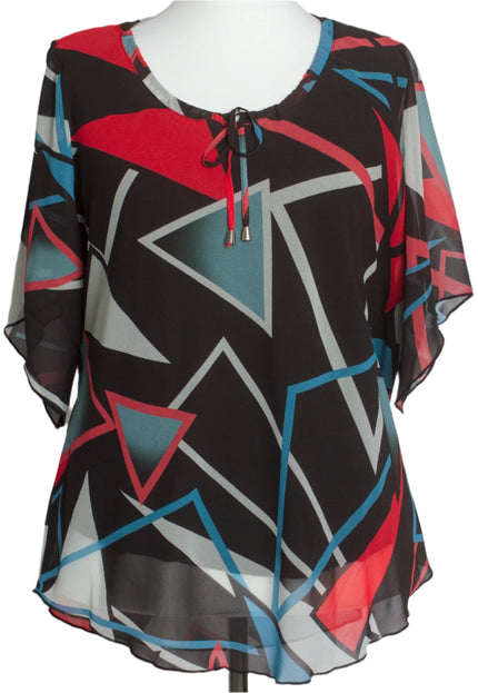 Шифонена туника в геометричен десен и свободна кройка - Maxi Market