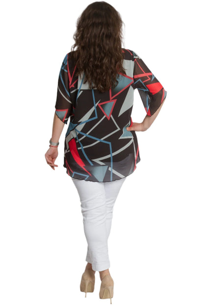 Шифонена туника в геометричен десен и свободна кройка - Maxi Market