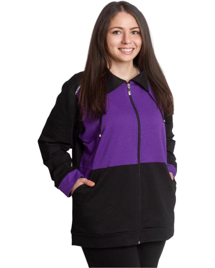 Спортен макси екип с джобове и цветна платка в лилаво - Maxi Market