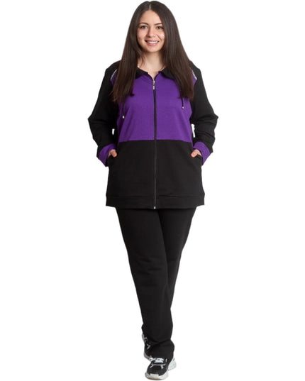 Спортен макси екип с джобове и цветна платка в лилаво - Maxi Market