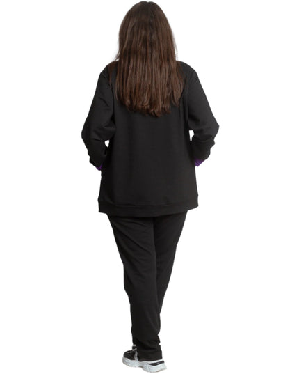 Спортен макси екип с джобове и цветна платка в лилаво - Maxi Market