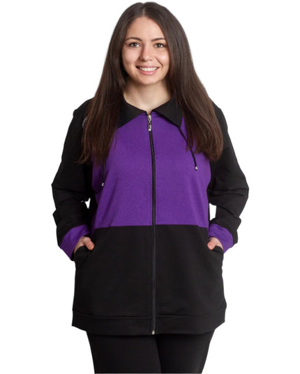 Спортен макси екип с джобове и цветна платка в лилаво - Maxi Market