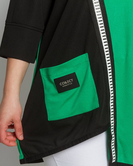 Стилна туника с джобче и контрастен кант в големи размери - Maxi Market