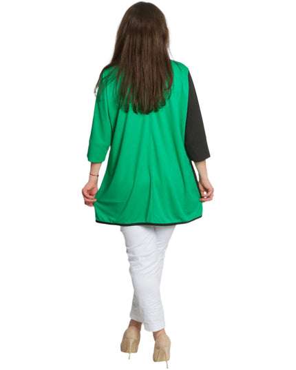 Стилна туника с джобче и контрастен кант в големи размери - Maxi Market