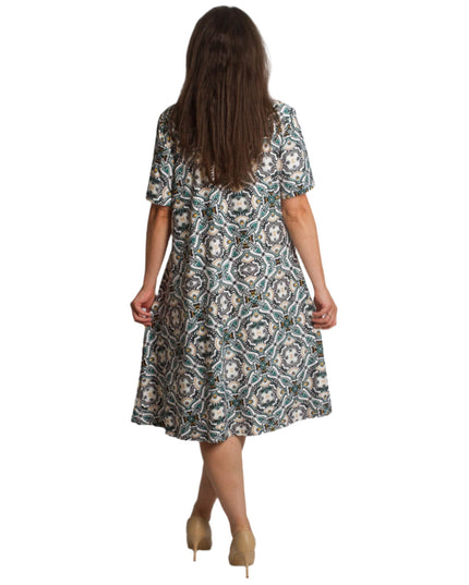 Свободна лятна рокля с геометричен десен в големи размери - Maxi Market
