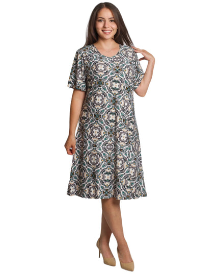 Свободна лятна рокля с геометричен десен в големи размери - Maxi Market