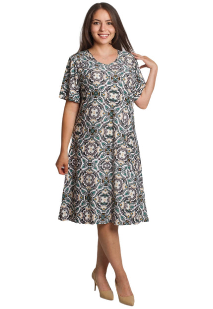 Свободна лятна рокля с геометричен десен в големи размери - Maxi Market