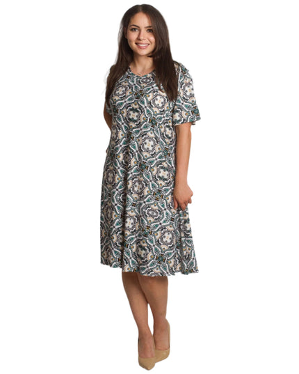 Свободна лятна рокля с геометричен десен в големи размери - Maxi Market