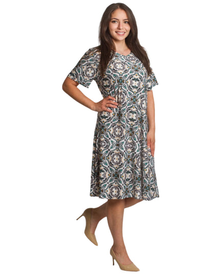 Свободна лятна рокля с геометричен десен в големи размери - Maxi Market