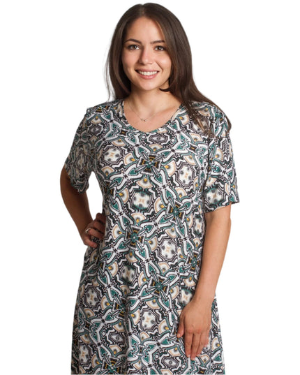 Свободна лятна рокля с геометричен десен в големи размери - Maxi Market