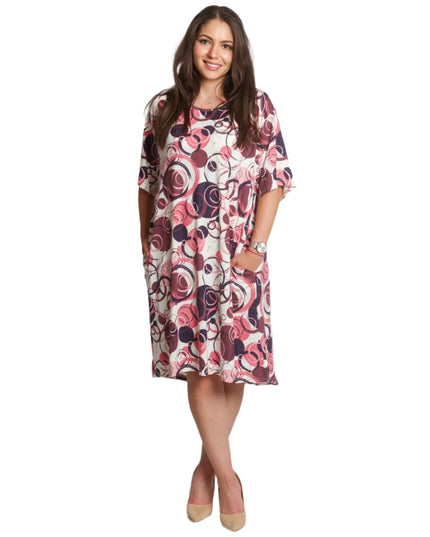 Свободна рокля с абстрактен десен и джобове в макси размери - Maxi Market