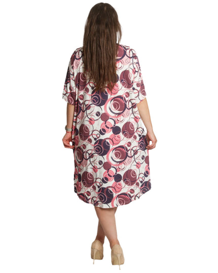 Свободна рокля с абстрактен десен и джобове в макси размери - Maxi Market