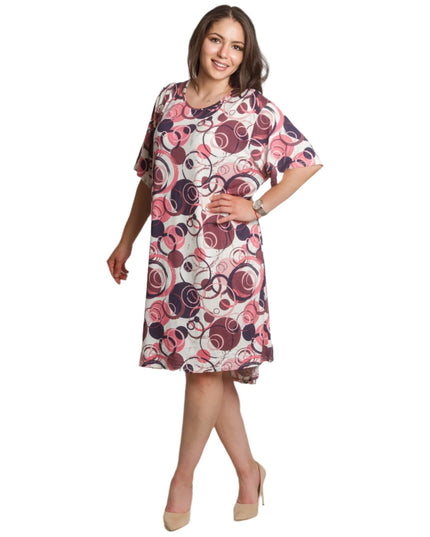 Свободна рокля с абстрактен десен и джобове в макси размери - Maxi Market