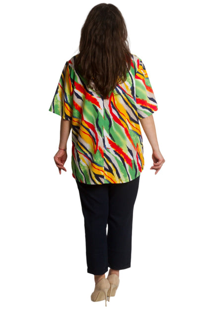 Тъмносин панталон с джобове и връзки в големи размери - Maxi Market