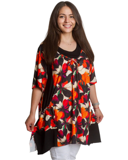 Цветна макси туника с джобчета и разкроена кройка - Maxi Market