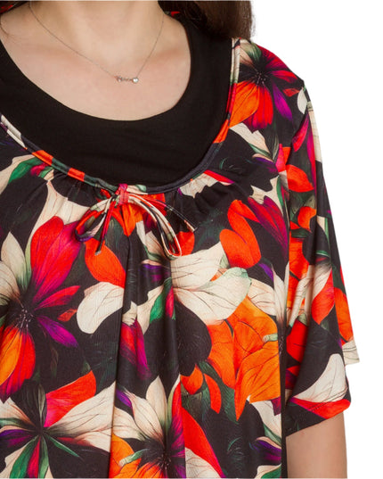 Цветна макси туника с джобчета и разкроена кройка - Maxi Market