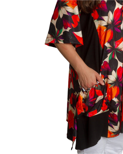 Цветна макси туника с джобчета и разкроена кройка - Maxi Market