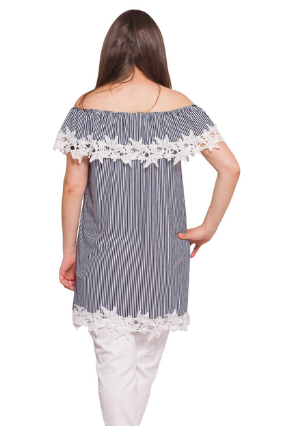 Цветна разкроена туника за официални събития - в макси размери - дамска - идеална за пролет и лято - Българско производство - Maxi Market