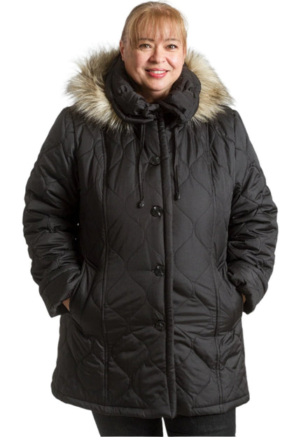Ватирано дамско макси яке със сваляща се качулка - Maxi Market