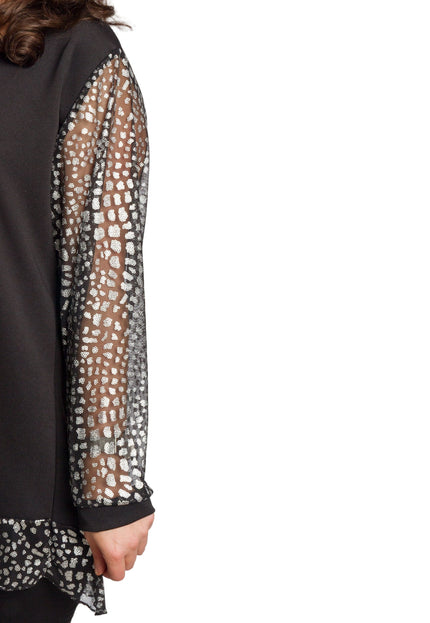 Tunică lejeră în mărimi mari cu accente din piele