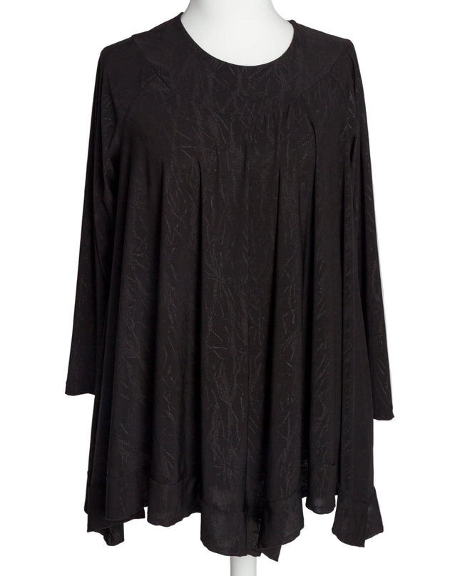 Tunică lejeră în mărimi mari cu accente din piele