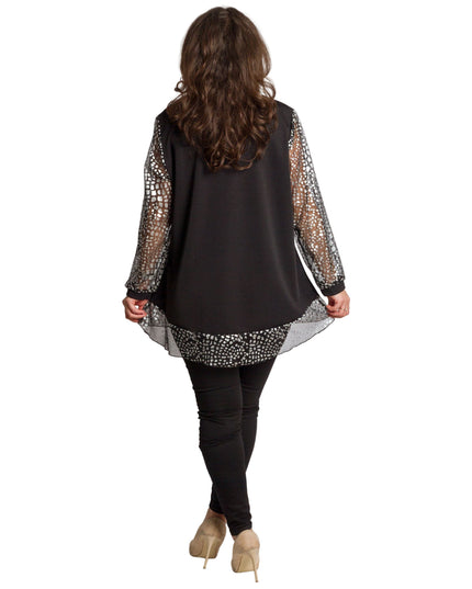 Tunică lejeră în mărimi mari cu accente din piele