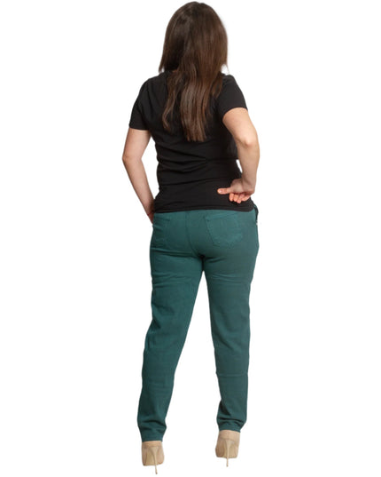 Зелен дамски панталон с ластик и връзки в големи размери - Maxi Market