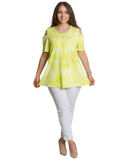 Жълта макси туника с открити рамене и свободна кройка - Maxi Market