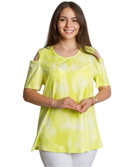 Жълта макси туника с открити рамене и свободна кройка - Maxi Market