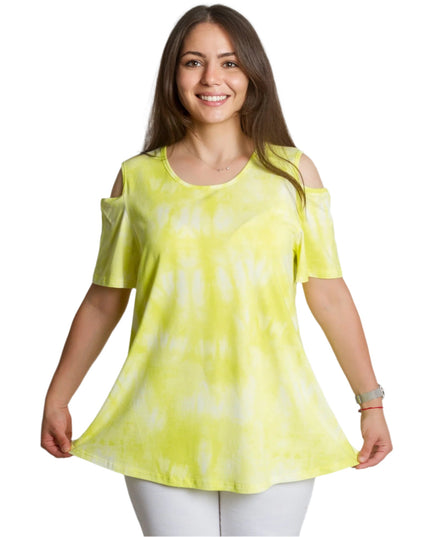 Жълта макси туника с открити рамене и свободна кройка - Maxi Market