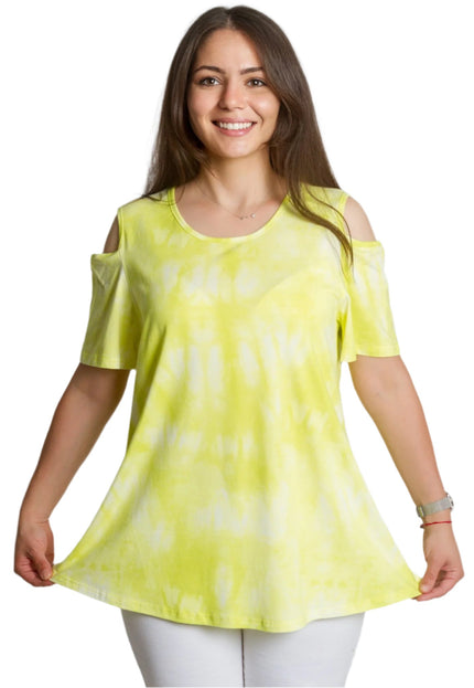 Жълта макси туника с открити рамене и свободна кройка - Maxi Market